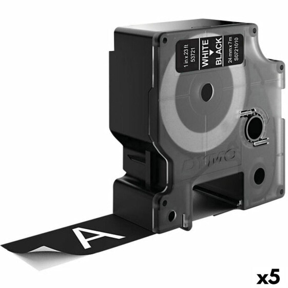 Ламинированная лента для фломастеров Dymo D1 53721 24 mm LabelManager™ Белый Чёрный (5 штук)