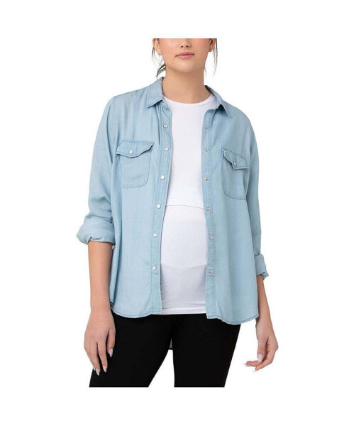 Maternity Ripe Bec Chambray Women Shirt Clean Fade