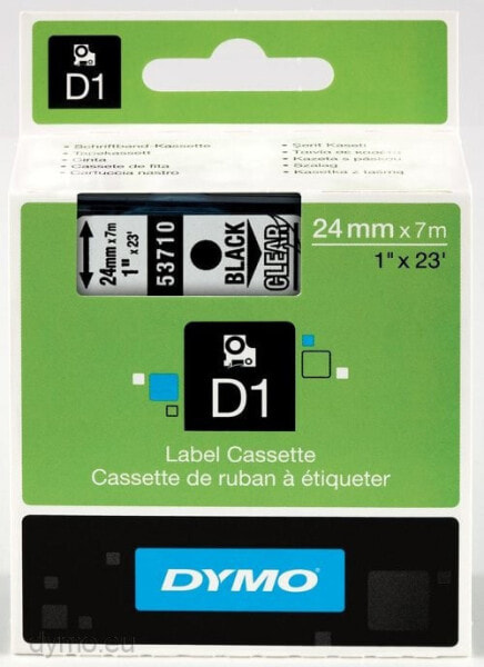 Dymo Schriftband 24mm x 7 m 53710 schwarz auf transparent - Labels