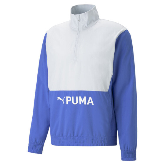 Верхняя одежда PUMA Fit Водонепроницаемая полузиповая тренировочная куртка для мужчин синего цвета