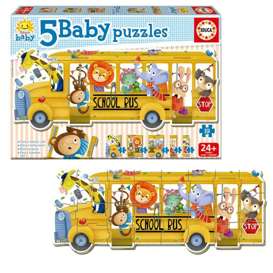 Пазл развивающий EDUCA BORRAS Школьный автобус с животными 5 детей