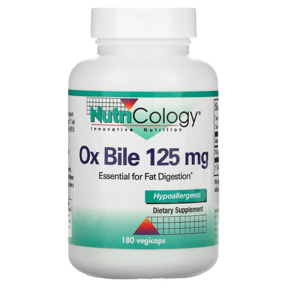 Витамины для пищеварительной системы Nutricology Ox Bile, 125 мг, 180 капсул