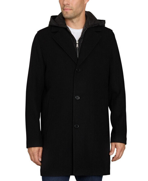 Men's Single Breasted Coat with Quilted Bib