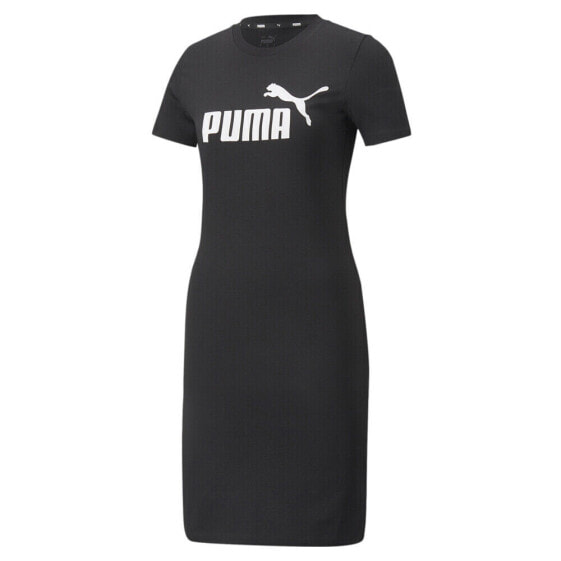 Puma Essentials Slim Short Sleeve T-Shirt Dress Womens Black Casual 84834901