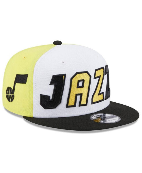 Men's White, Black Utah Jazz Back Half 9FIFTY Snapback Hat