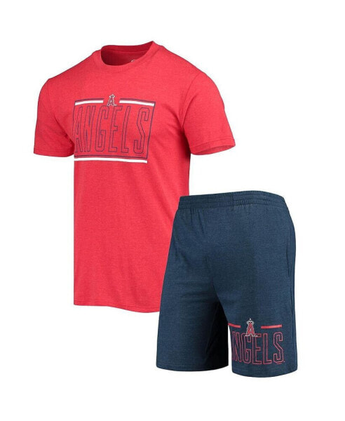 Men's Navy and Red Los Angeles Angels Meter T-shirt and Shorts Sleep Set