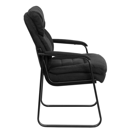 Black Microfiber Executive Side Reception Chair With Sled Base