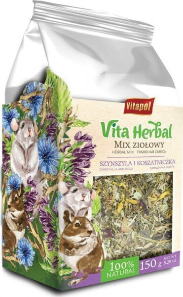 Смесь кормовая дополнительная Vitapol Vita Herbal для шиншилл и дегу, травяная, 150 г