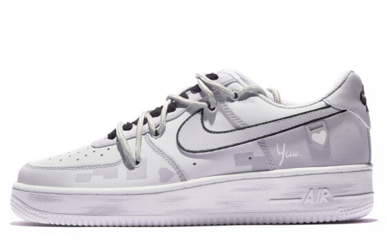 【定制球鞋】 Nike Air Force 1 Low 桃乐茜stars 情人节 爱心 低帮 板鞋 男款 浅紫黑 / Кроссовки Nike Air Force CW2288-111