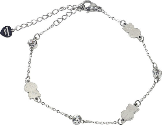 Armband für Frauen Katzen und Steine silbern