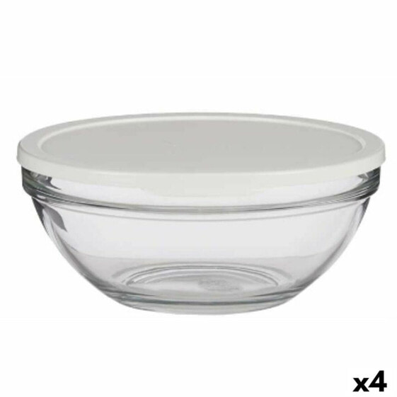 Round Lunch Box with Lid Chefs White 2,5 L 23,7 x 10,1 x 23,7 cm (4 Units)