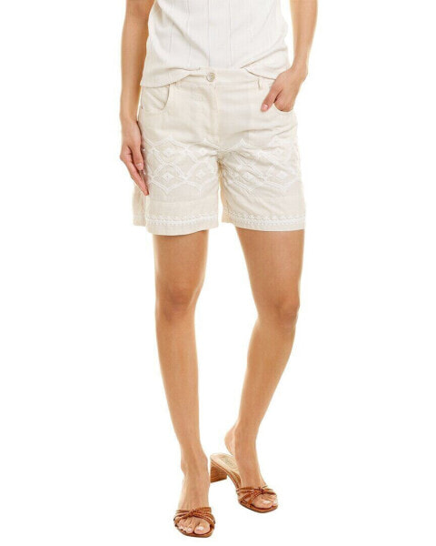 Lorena Antoniazzi Embroidered Linen-Blend Short Women's