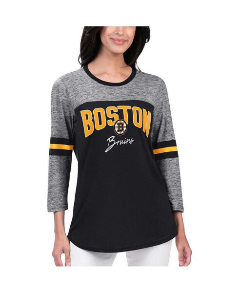 Women's Black Boston Bruins Play The Game 3/4-Sleeve T-shirt