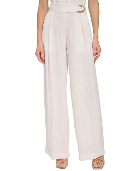 Women's Drapey Organza Belted Wide-Leg Pants