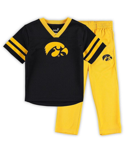 Preschool Boys Black, Gold Iowa Hawkeyes Red Zone Jersey and Pants Set