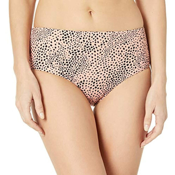 Seafolly Mid Rise Bikini Bottom Swimsuit, Safari spot Rose Sands, 10 US