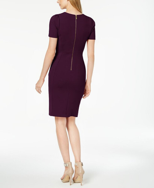 Women's Round-Neck Short-Sleeve Sheath Dress