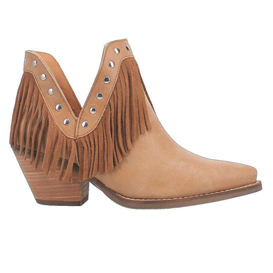 Dingo Fine N' Dandy Fringe Studded Snip Toe Cowboy Womens Brown Casual Boots DI