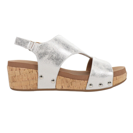 Corkys Refreshing Metallic Wedge Womens Silver Casual Sandals 41-0142-WHME