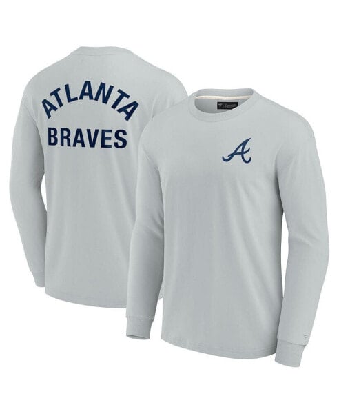 Футболка мужская Fanatics Signature Atlanta Braves серого цвета с длинным рукавом