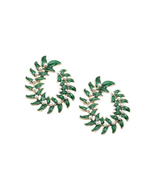 Women's Green Wreath Drop Earrings