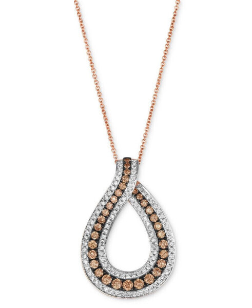 Le Vian chocolatier® Chocolate Diamond & Vanilla Diamond Open Teardrop Adjustable 20" Pendant Necklace (1-1/6 ct. t.w.) in 14k Rose Gold