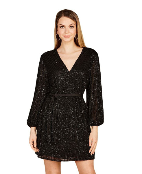 Women's - Long Sleeve Cocktail Wrap Dress