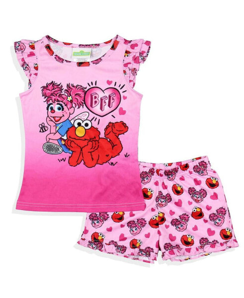 Toddler Girls BFF Elmo Abby Cadabby Sleep Pajama Sleep Set Shorts