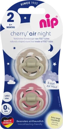 Schnuller Cherry air night Latex, braun/rot, Gr. 2, ab 6 Monate, 2 St