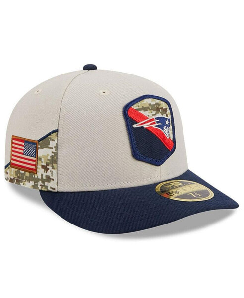 Men's Stone, Navy New England Patriots 2023 Salute To Service Low Profile 59FIFTY Fitted Hat