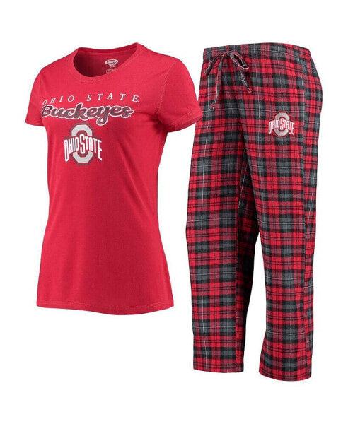 Пижама Concepts Sport женская Scarlet, Black Ohio State Buckeyes Lodge