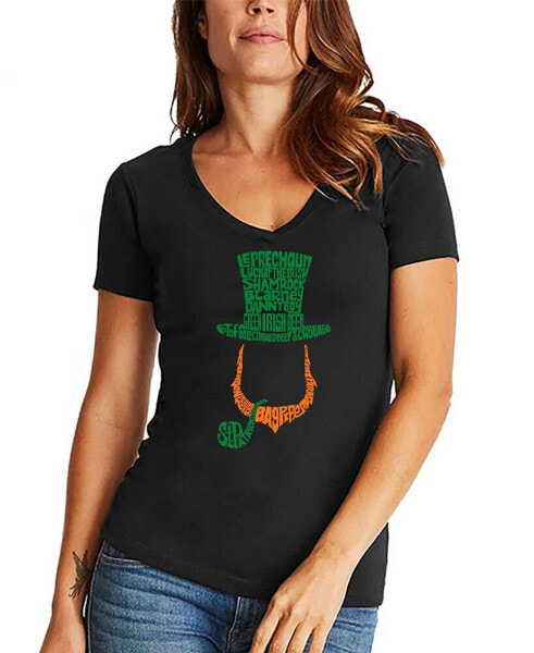 Women's Leprechaun Word Art V-neck T-shirt