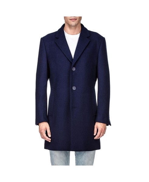 Men's Tailored Wool Blend Notch Collar Wool Blend Walker Car Coat