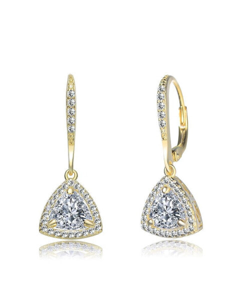 Sterling Silver Round and Triangle Cubic Zirconia Drop Earrings