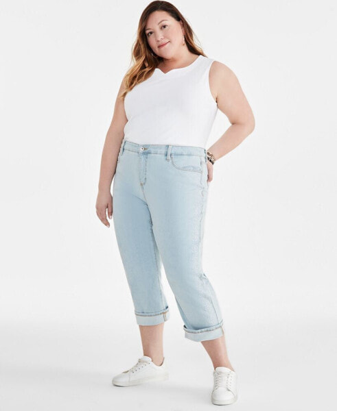 Plus Size Embroidered Curvy Capris, Created for Macy's