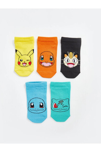 Pikachu Desenli Erkek Çocuk Patik Çorap 5'li