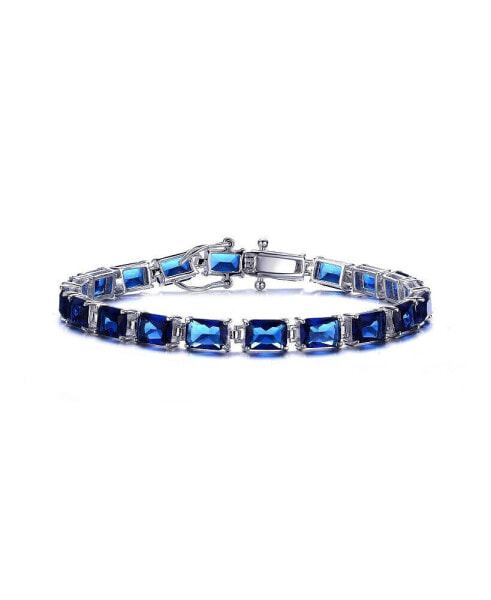 Sterling Silver Blue Cubic Zirconia Tennis Bracelet