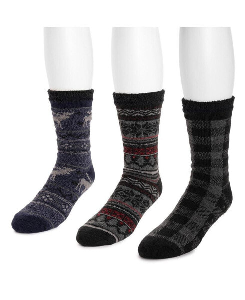 Men's 3 Pair Pack Lined Lounge Sock, Dk Grey/Ebony/Twilight, One Size