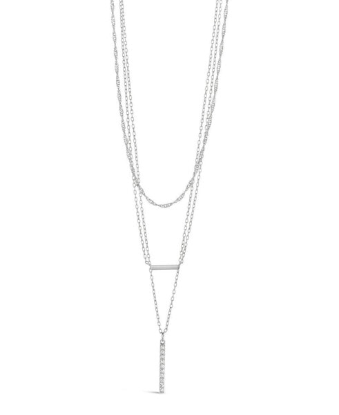 Sterling Forever cubic Zirconia Lottie Layered Necklace