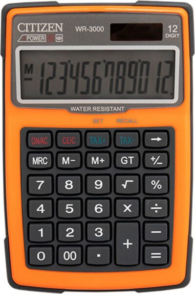 Kalkulator Citizen Kalkulator wodoodporny CITIZEN WR-3000, 152x105mm, pomarańczowy