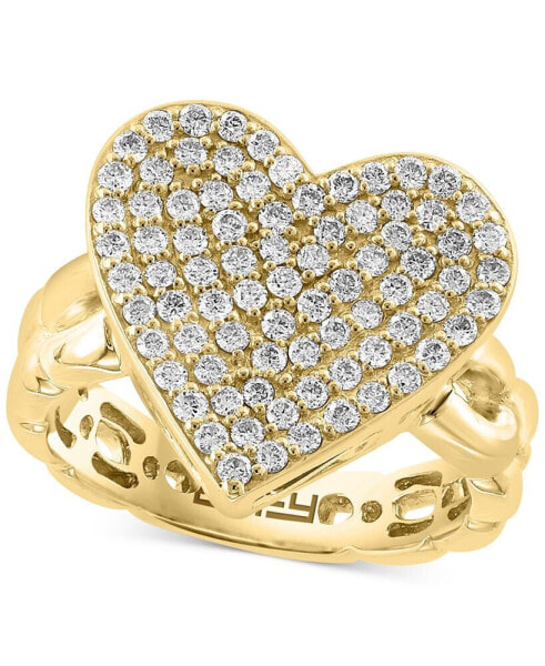 EFFY® Diamond Pavé Heart Chain Link Ring (3/4 ct. t.w.) in 14k Gold