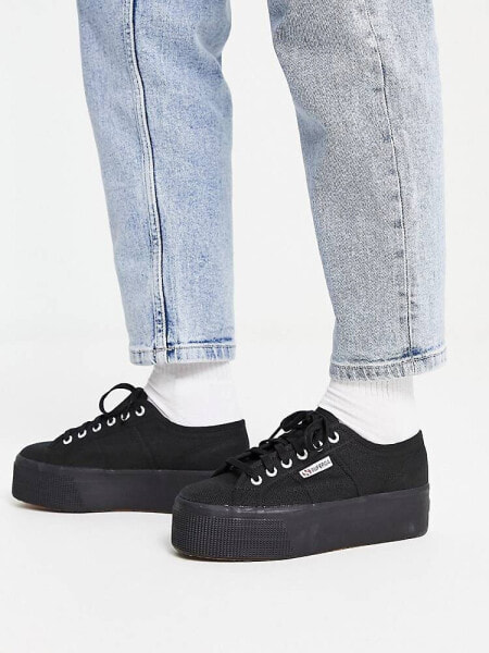 Superga 2790 linea flatform trainers in black