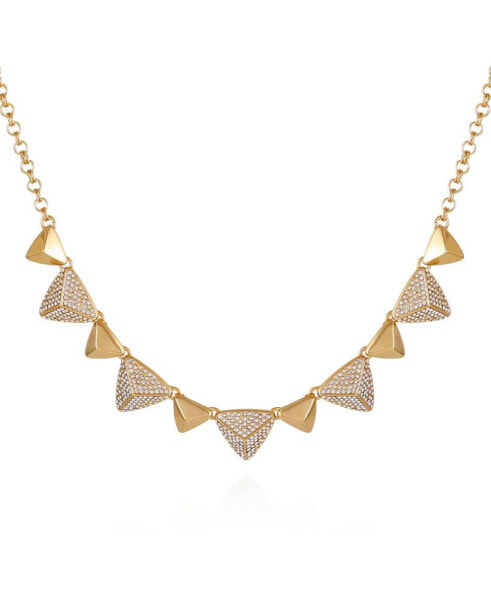 Gold-Tone Pave Glass Stone Statement Necklace