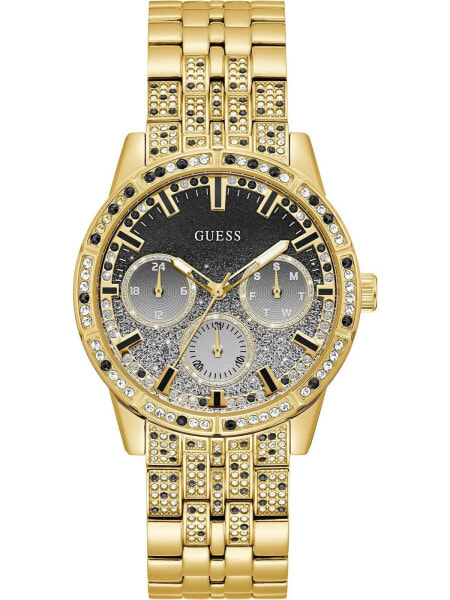 Guess Damen Armbanduhr Cascade 40 mm Kaskadierende Farben und Glitzer auf dem Zifferblatt Armband Edelstahl GW0365L2