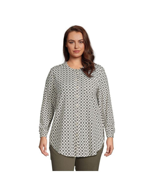 Plus Size Long Sleeve Jersey A-line Tunic