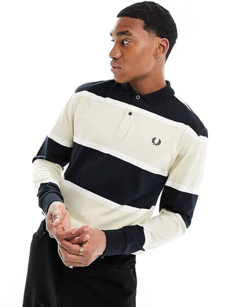 Fred Perry bold stripe polo in black