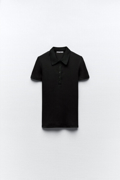 Ribbed polo collar t-shirt