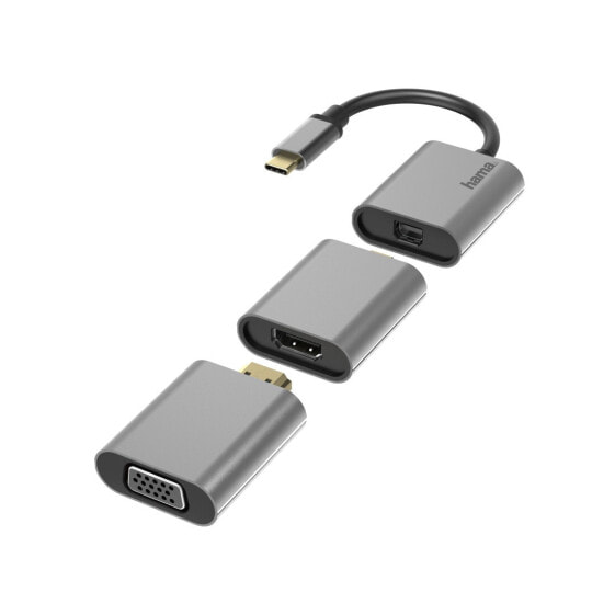 Hama 00200306 - 0.15 m - USB Type-C - Mini DisplayPort/HDMI/VGA - Male - Female - Straight