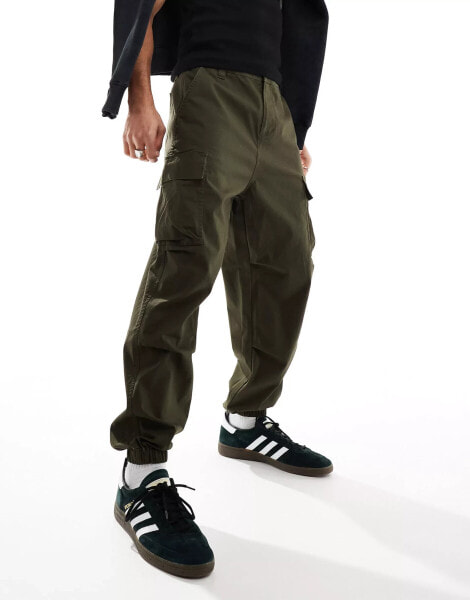 ASOS DESIGN oversized tapered cargo trousers in khaki