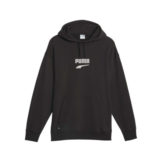 Puma Downtown Logo Pullover Hoodie Mens Black Casual Outerwear 62128001